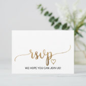Simple Gold Calligraphy Wedding Website RSVP Card Karte (Stehend Vorderseite)