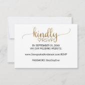 Simple Gold Calligraphy Wedding Website RSVP Card Karte (Rückseite)