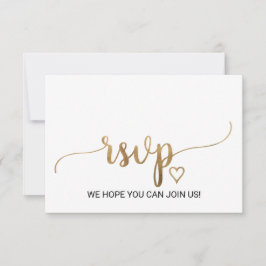 Simple Gold Calligraphy Wedding Website RSVP Card Karte