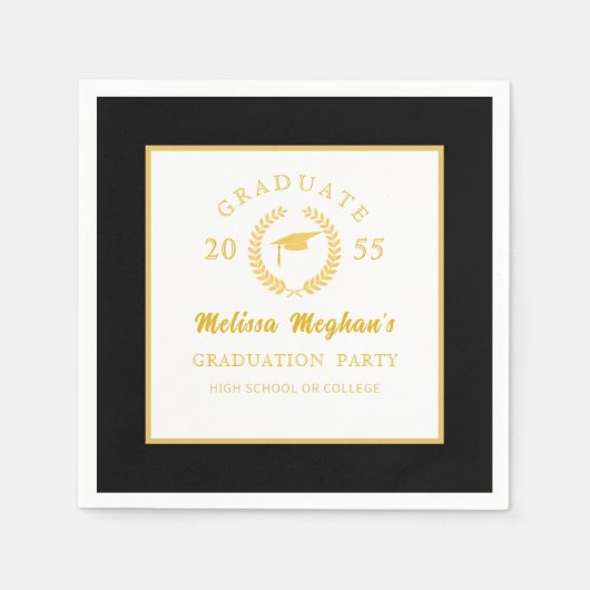 Simple Gold Cap Laurel Wreath Graduation Party Serviette (Vorderseite)
