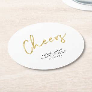 Simple Gold Cheers Adult Birthday Party Runder Pappuntersetzer