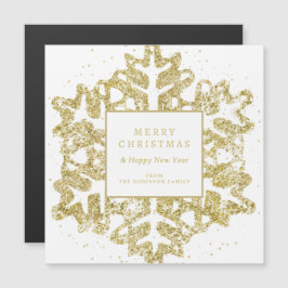 Simple Gold Christmas Glitzer Snowflake Corporate Magnetkarte