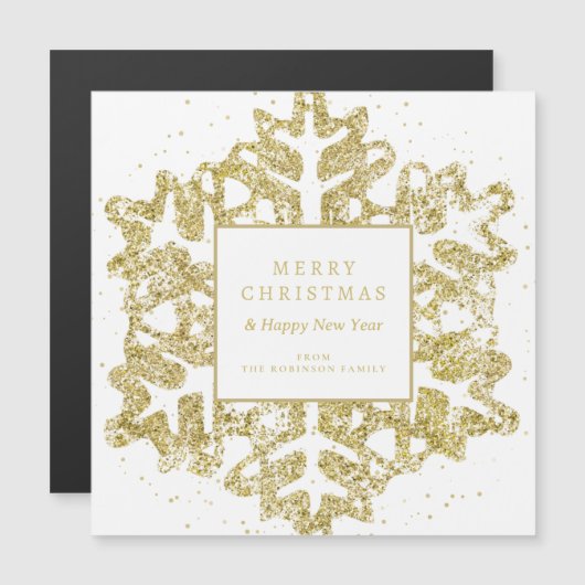 Simple Gold Christmas Glitzer Snowflake Corporate Magnetkarte (Vorne/Hinten)