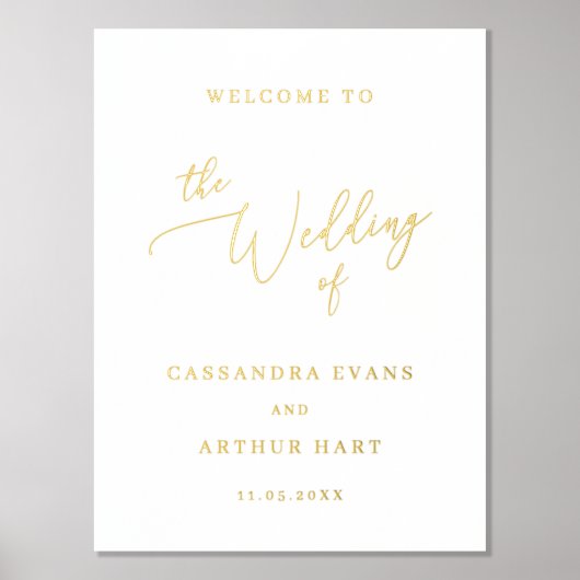 Simple Gold Classic Elegante Wedding Foliendrucke (Vorderseite)