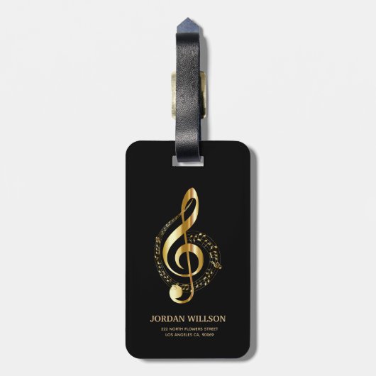 Simple Gold Clef Gepäckanhänger (Rückseite vertikal)