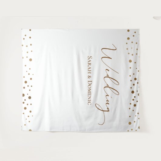 Simple Gold Confetti Hochzeitsskript-Individuelle Wandteppich (Vorderseite (Horizontal))