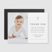 Simple Gold Cross Foto Taufe Danke Magnet (Vorne/Hinten)