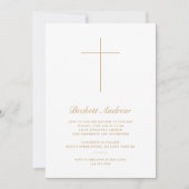 Simple Gold Cross Script Baptism Einladung (Vorderseite)