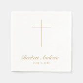Simple Gold Cross Script Baptism Serviette (Vorderseite)