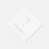 Simple Gold Cross Script Baptism Serviette (Ecke)