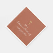 Simple Gold Cross Taufe Christening Terracotta Serviette (Ecke)