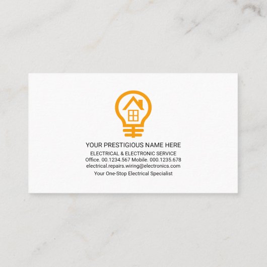 Simple Gold Electrical Bulb Visitenkarte (Rückseite)