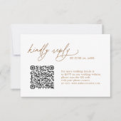 Simple Gold Floral QR code Wedding RSVP Cards Karte (Vorderseite)