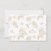 Simple Gold Floral QR code Wedding RSVP Cards Karte (Rückseite)