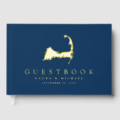 Simple Gold Foil Cape Cod Map Wedding Gästebuch (Vorderseite)