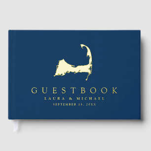 Simple Gold Foil Cape Cod Map Wedding Gästebuch