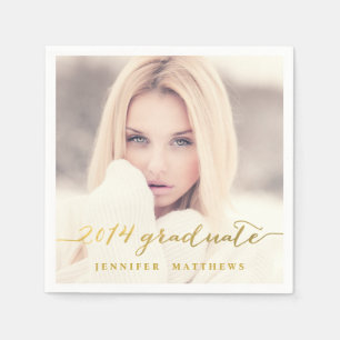 Simple Gold Foil Foto Abschluss Paper Napkins Serviette