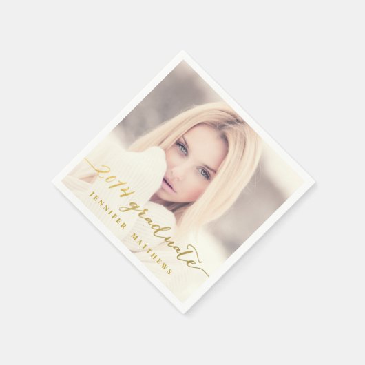 Simple Gold Foil Foto Abschluss Paper Napkins Serviette (Ecke)