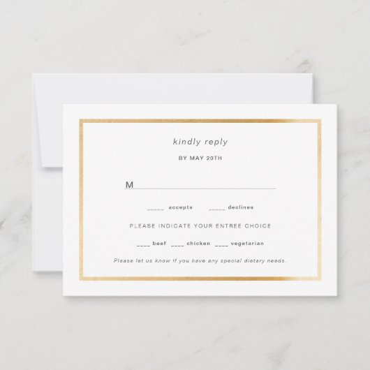 Simple Gold Foil Frame Hochzeit rsvp Karte (Vorderseite)