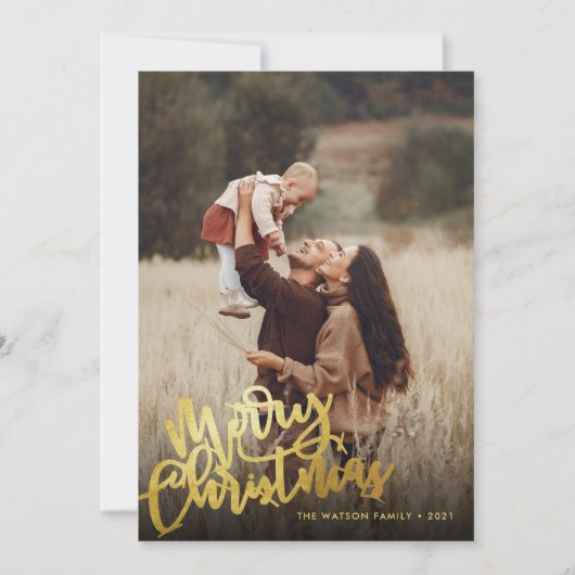 Simple Gold Foil Script Frohe Weihnachten 2 Foto (Vorderseite)