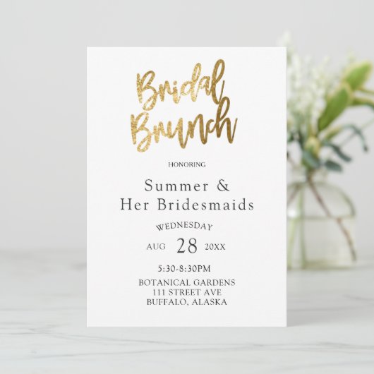 Simple Gold Foil Textures Bridesmaids Luncheon Einladung (Stehend Vorderseite)