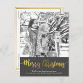Simple Gold Foil Weihnachtsfamilie Foto Feiertagspostkarte (Vorne/Hinten)