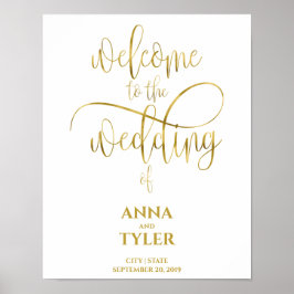 Simple Gold Foil Willkommen beim Hochzeitskalligra Poster