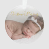 Simple Gold Foto First Christmas Elegante Baby Ornament (Vorderseite)