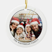 Simple Gold Frohe Weihnachts-Foto White Keramik Ornament (Vorne)