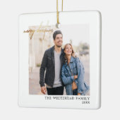 Simple Gold Frohe Weihnachts-Foto White Keramikornament (Links)