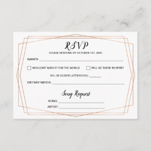 Simple Gold Geometric Wedding RSVP Postcard Begleitkarte