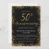 Simple Gold Glitzer 50. Hochzeitstag Einladung (Vorderseite)