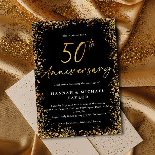 Simple Gold Glitzer 50. Hochzeitstag Einladung