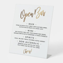 Simple Gold Handwriting Typografy Open Bar Menu Sockelschild