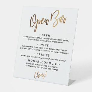Simple Gold Handwriting Typografy Open Bar Menu Sockelschild