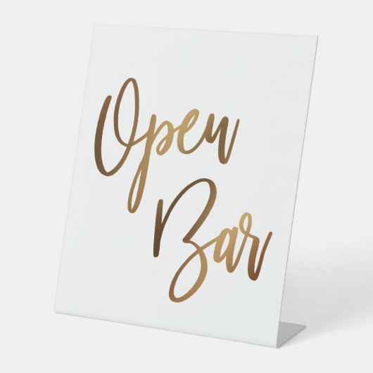 Simple Gold Handwriting Typografy Open Bar Sockelschild (Vorderseite)