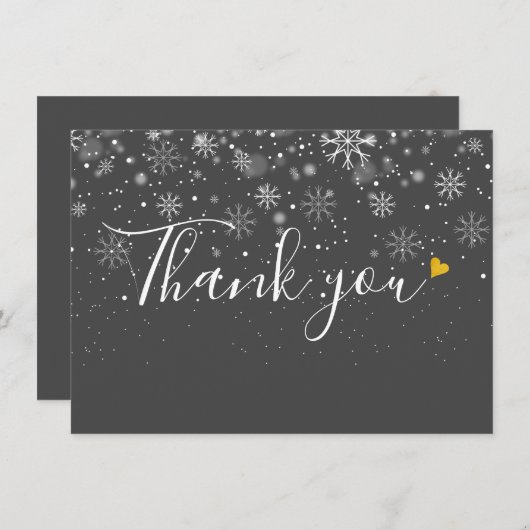 Simple Gold Heart Script Weihnachtsfeiertage Dankeskarte (Vorne/Hinten)