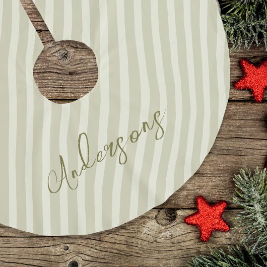 Simple Gold Holiday Stripes Kalligraphie Polyester Weihnachtsbaumdecke
