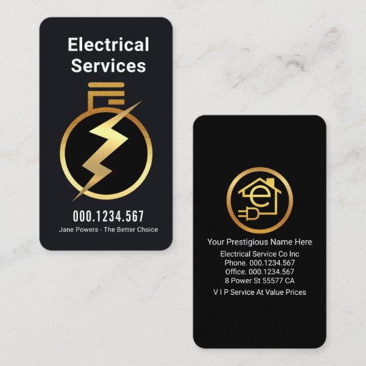 Simple Gold Light Bulb Powers Up Visitenkarte (Vorne/Hinten)