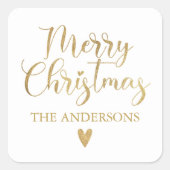 Simple Gold Merry Christmas Calligraphy Script Quadratischer Aufkleber (Vorderseite)