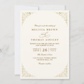 Simple Gold Minimalis Elegant Chic QR Code Wedding Einladung (Vorderseite)
