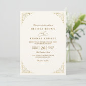 Simple Gold Minimalis Elegant Chic QR Code Wedding Einladung (Stehend Vorderseite)
