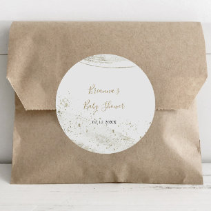Simple Gold Minimalistisch Baby Dusche Gefallen Runder Aufkleber