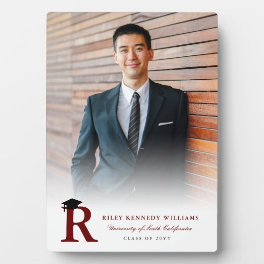 Simple Gold Monogram Modern Foto Abschluss Easel Fotoplatte (Vorderseite)