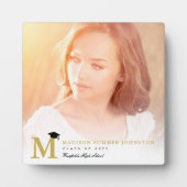 Simple Gold Monogram Modern Foto Abschluss Easel Fotoplatte (Vorderseite)