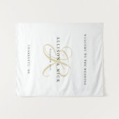 Simple Gold Monogram Wedding Welcome Sign Wandteppich (Vorderseite (Horizontal))