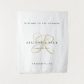 Simple Gold Monogram Wedding Welcome Sign Wandteppich (Vorderseite)
