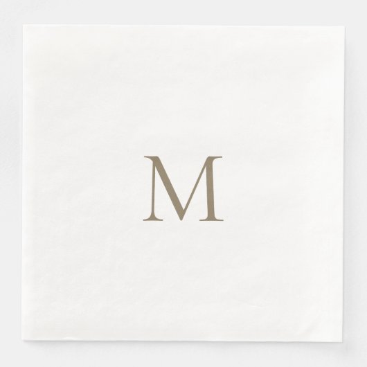 Simple Gold Monogram White Paper Napkin Serviette (Vorderseite)