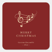 Simple Gold Music Notes Christmas Green Quadratischer Aufkleber (Vorderseite)