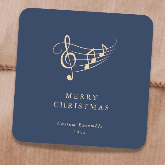 Simple Gold Music Notes Christmas Green Quadratischer Aufkleber